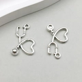 Detail of silver stethoscope heart pendants for DIY jewelry making accessories - Medical Stethoscope (10436) / 14*21mm