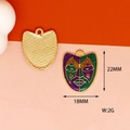Detailed macro view of carnival mask alloy pendant with dimensions 22x18mm and 2g weight - Jester Mask Style (6)