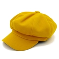 Classic bright yellow wool newsboy cap with solid color and warm vintage texture - One Size / Yellow