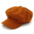 Classic caramel wool octagonal newsboy hat for women with warm vintage style - One Size / Brown