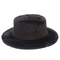 Detailed top view of black faux fur bucket hat showing plush texture for winter - Black