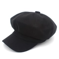 Detailaufnahme einer klassischen schwarzen Woll-Schirmmütze mit fester Krempe - Einheitsgröße / Schwarz