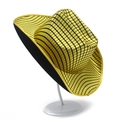 Fashionable gold and black checkered cowboy hat with shiny metallic sequin finish - One Size / Gold