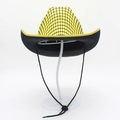 Sparkly yellow disco cowboy hat with black grid patterns and adjustable chin strap - One Size / Gold