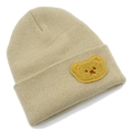 Berretto in maglia unisex con toppa a forma di orsetto giallo in colore beige crema - Taglia unica / Beige