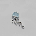 Blue glitter resin jellyfish pendant with silver metal tentacles for DIY jewelry making - 5 Pieces / Blue