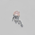 Pink translucent jellyfish charm pendant with silver tentacles for DIY jewelry making - 5 Pieces / Pink