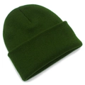 Dettaglio ravvicinato del berretto in maglia a coste verde scuro con texture elasticizzata - Verde Militare