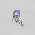 Purple jellyfish resin pendant with glitter and silver tentacles for DIY jewelry - 5 Pieces / Purple