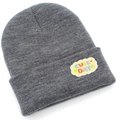 Bonnet en tricot gris chiné pour hommes et femmes avec écusson brodé Cute Day - Gris Chiné