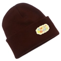 Tessuto a maglia dettagliato e ricamo colorato Cute Day su berretto marrone scuro - caffè