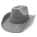 Classic grey western cowboy felt hat with a rolled brim and teardrop crown for all seasons - Gray