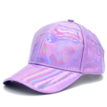 Cappellino da baseball viola olografico in ecopelle con visiera curva e finitura metallica - Taglia unica / Viola