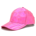 Berretto da baseball in pelle verniciata rosa olografica con finitura metallica lucida - Taglia unica / Rosa