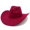 Classic magenta western cowboy hat with wide rolled brim and felt texture on white background - One Size / Burgundy
