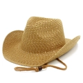 Close-up of straw sun hat with golden sequins, woven texture, and adjustable chin strap - Khaki