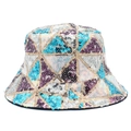 Colorful sequin bucket hat with geometric patterns for a stylish punk look - Silver Blue Purple Patchwork