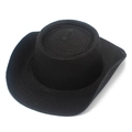 Detail of black woven cowboy hat showing intricate spiral straw texture and wide brim - One Size / Black
