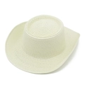 Detail of cream woven straw cowboy hat showing textured spiral weave and sun protection brim - One Size / Off White