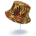 Omkeerbare vissershoed met tijgerprint, versterkte stiksels en gedurfde oranje-zwarte tinten - Eén maat / Khaki