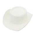 Détail du chapeau de paille blanc tressé à calotte plate et large bord pare-soleil - Taille unique / Blanc