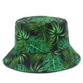 Chapeau bob réversible avec imprimé feuilles tropicales sur fond noir pour l'été - Vert