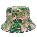 Bob réversible rose avec imprimés de feuilles tropicales pour protection solaire d'été - Rose