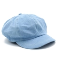 Gorra newsboy vintage de mezclilla azul claro para mujer con diseño octogonal suave - Talla única / Azul claro