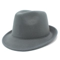 Detail shot of a dark grey wool fedora hat with fine stitching and reinforced brim edge - One Size / Gray