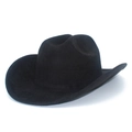 Classic black wide brim cowboy hat in high-quality felt with rolled edges for men and women - One Size / Black