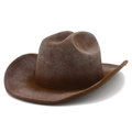 Klassieke donkerbruine western cowboy vilten hoed met gebogen rand en vintage stijl - Eén maat / Bruin