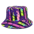 Sombrero de sol tropical para mujer con estampado de cocoteros y rayas de colores vivos - Bloque de Color de Palmera Púrpura (Estilo 1)