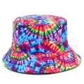 Cappello da pescatore double-face arcobaleno tie-dye per protezione solare - Taglia unica / Stile Tie-Dye Rosso-Giallo-Verde-Blu