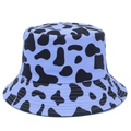Sombrero de pescador unisex azul claro con estampado de vaca negro y ala con costura - Color Cuatro / Talla única