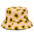 Pink sunflower bucket hat for women and men, reversible sun protection hat for outdoors - Pink