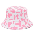 Sombrero de pescador de verano con estampado de vaca rosa y blanco para protección solar diaria - Estampado de Vaca Rosa y Blanco