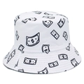 White cotton bucket hat with black dollar sign print for outdoor sun protection - Line Art Symbol Print / Dollar Symbol White