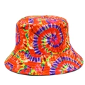 Cappello a secchiello tie-dye colorato per la spiaggia estiva con motivo a spirale - Taglia unica / Stile Tie-Dye Arancione-Rosso-Giallo-Verde
