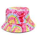 Cappello bucket reversibile tie-dye arcobaleno per spiaggia con cuciture multistrato estive - Taglia unica / Stile Tie-Dye Rosa-Giallo-Blu