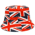 Vintage Union Jack bucket hat with distressed flag pattern for outdoor sun protection - One Size / Vintage British Flag Style