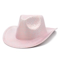 Pink and silver geometric crackle pattern Western cowboy hat with a metallic finish - One Size / Pink