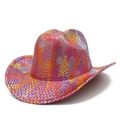 Kleurrijke cowboyhoed met slangenpatroon en brede rand in klassieke westerse stijl - Holografisch Rood Oranje