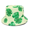 Cappello da pescatore unisex con stampa tropicale di foglie di monstera su giallo - Giallo Pallido Con Motivo A Foglie Di Monstera Verdi (3#)