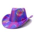 Colorful rainbow striped cowboy hat for festivals and party performances in purple - Purple