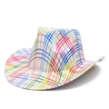 Rainbow striped cowboy hat for stage performance and colorful party festivals - White