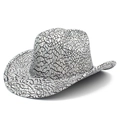 White western cowboy hat with black geometric mosaic pattern for outdoor stage performance - One Size / Black