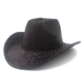 Cappello da cowboy western classico marron scuro intrecciato con tesa larga e texture - Taglia unica / Nero