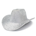 Cappello da cowboy con paillettes argento scintillanti per feste ed eventi di moda - Taglia unica / Argento