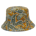 Cappello da pescatore vintage con motivo paisley dorato e protezione solare all'aperto - Marrone