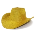 Glistening gold sequin western cowboy hat for festive parties and stage performances - One Size / Gold Yellow